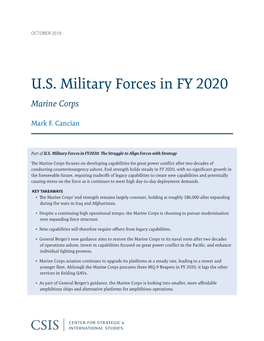 U.S. Military Forces in FY 2020 Marine Corps