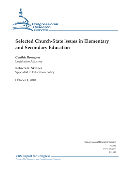 Selected Church-State Issues in Elementary and Secondary Education