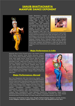 Sanjib Bhattacharya Manipuri Dance Exponent