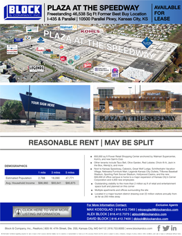 PLAZA at the SPEEDWAY AVAILABLE Freestanding 46,538 Sq Ft Former Best Buy Location for I-435 & Parallel | 10500 Parallel Pkwy, Kansas City, KS LEASE