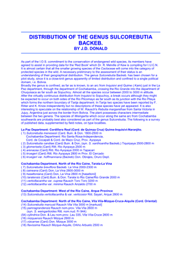 1973 Distribution of the Genus Sulcorebutia Backeb