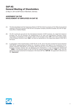 Agreement on the Involvement of Employees in SAP SE