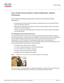 Cisco Unified Communications: Create Collaborative, Adaptive Workspaces