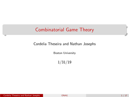 Combinatorial Game Theory