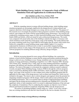 Whole Building Energy Analysis: a Comparative Study of Different Simulation Tools and Applications in Architectural Design