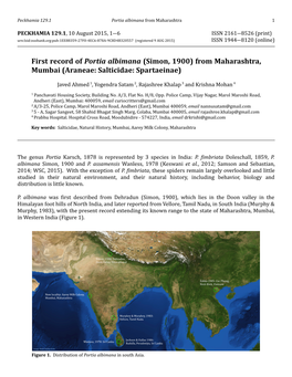 First Record of Portia Albimana (Simon, 1900) from Maharashtra, Mumbai (Araneae: Salticidae: Spartaeinae)