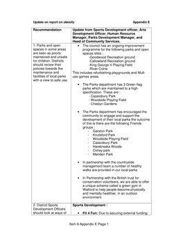 Update on Report on Obesity Appendix E