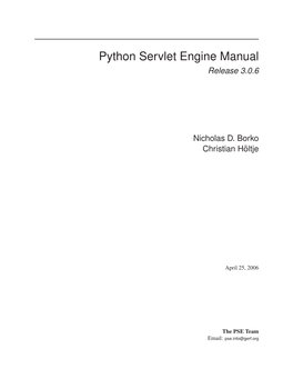Python Servlet Engine Manual Release 3.0.6