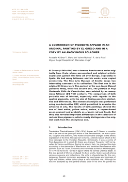 A Comparison of Pigments Applied in an Original Painting by El Greco and in a Technical Paper Copy by an Anonymous Follower