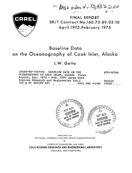 Baseline Data on the Oceanography of Cook Inlet, Alaska