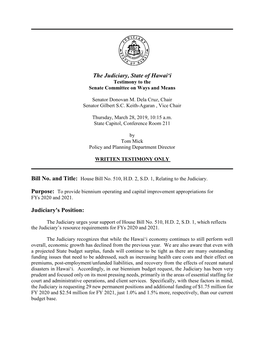 Hb510 Sd1 Testimony Wam 03-28-19