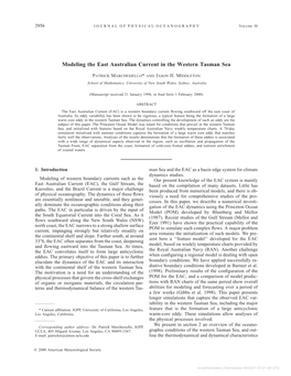 Modeling the East Australian Current in the Western Tasman Sea