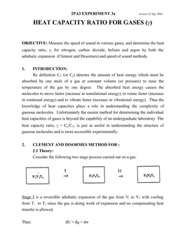 HEAT CAPACITY RATIO for GASES (G)