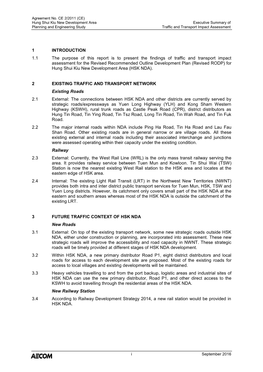 Executive Summary of Traffic and Transport Impact Assessment