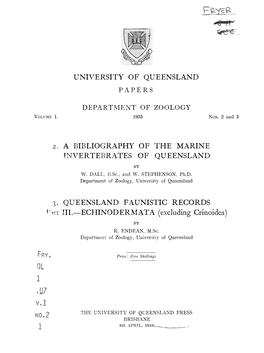 A Bibliography of the Marine Invertebrates of Queensland