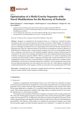 Optimisation of a Multi-Gravity Separator with Novel Modifications