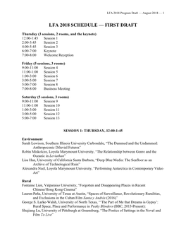 Lfa 2018 Schedule — First Draft