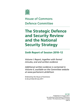 The Strategic Defence and Security Review and the National Security Strategy