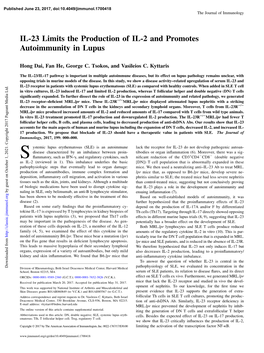 IL-23 Limits the Production of IL-2 and Promotes Autoimmunity in Lupus