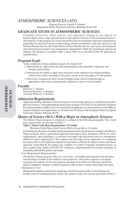 ATMOSPHERIC SCIENCES (ATS) Program Director: Joseph A