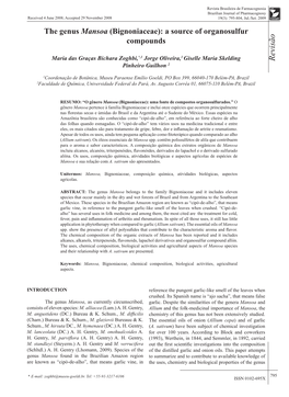The Genus Mansoa (Bignoniaceae): a Source of Organosulfur Compounds
