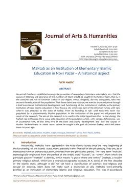 Journal of Arts & Humanities