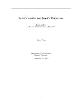 Artin's L-Series and Stark's Conjecture