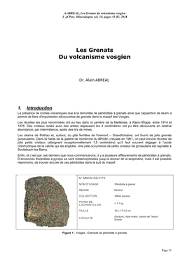 Les Grenats Du Volcanisme Vosgien J