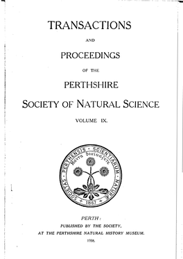 Transactions & Proceedings of the Perthshire Society of Natural