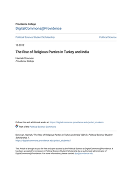 The Rise of Religious Parties in Turkey and India