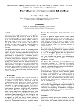 Study of Lateral Structural Systems in Tall Buildings