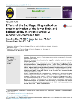 Effects of the Bad Ragaz Ring Method on Muscle Activation of the Lower Limbs and Balance Ability in Chronic Stroke: a Randomised