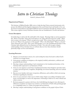 Intro to Christian Theology Spring 2017 Page 1