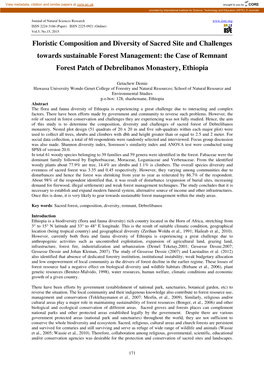 Floristic Composition and Diversity of Sacred Site And