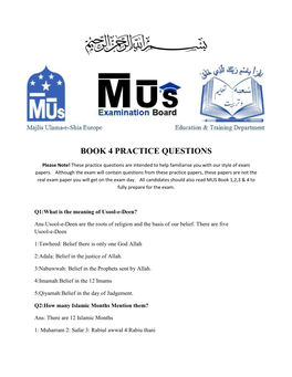 Book 4 Practice Questions