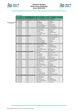 Offizieller Spielplan Allianz Frauen-Bundesliga Saison 2018/2019