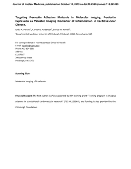 Targeting P-Selectin Adhesion Molecule in Molecular Imaging: P