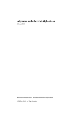 Algemeen Ambtsbericht Afghanistan Februari 2006