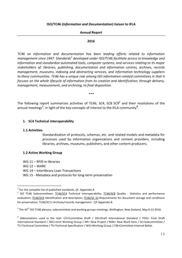 ISO/TC46 (Information and Documentation) Liaison to IFLA