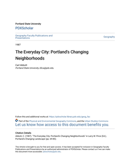 The Everyday City: Portland's Changing Neighborhoods
