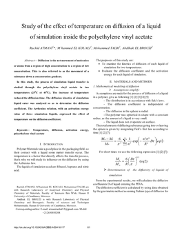 Study of the Effect of Temperature on Diffusion of a Liquid of Simulation Inside the Polyethylene Vinyl Acetate