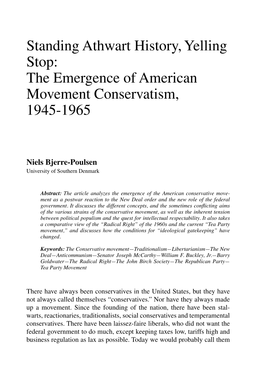 Standing Athwart History, Yelling Stop: the Emergence of American Movement Conservatism, 1945-1965