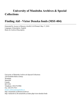 Victor Deneka Fonds (MSS 404)
