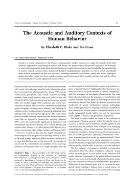 The Acoustic and Auditory Contexts of Human Behavior