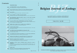 Contents Belgian Journal of Zoology