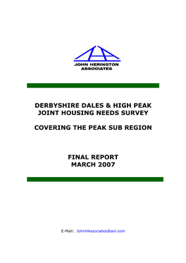 Derbyshire Dales & High Peak Joint Housing Needs Survey
