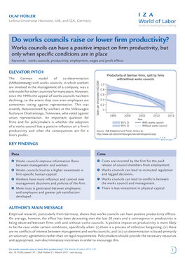 Do Works Councils Raise Or Lower Firm Productivity?