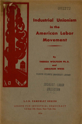 Industrial Unionism in the American Labor Movement • Chapter I