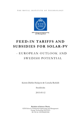 Feed-In Tariffs and Subsidies for Solar-Pv