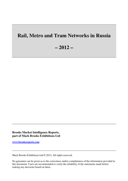 Rail, Metro and Tram Networks in Russia